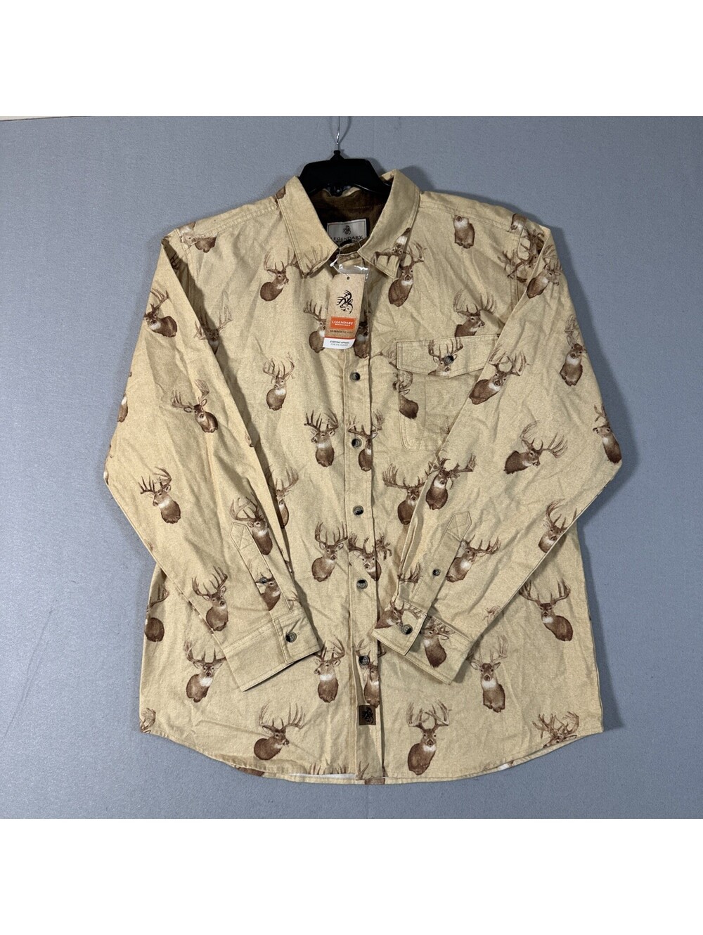 Legendary Whitetails Buck Camp Flannel Shirt Size Large Deer Print NWT